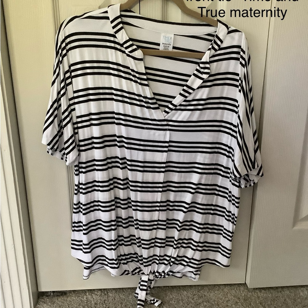Black and White Striped MATERNITY Women's Top